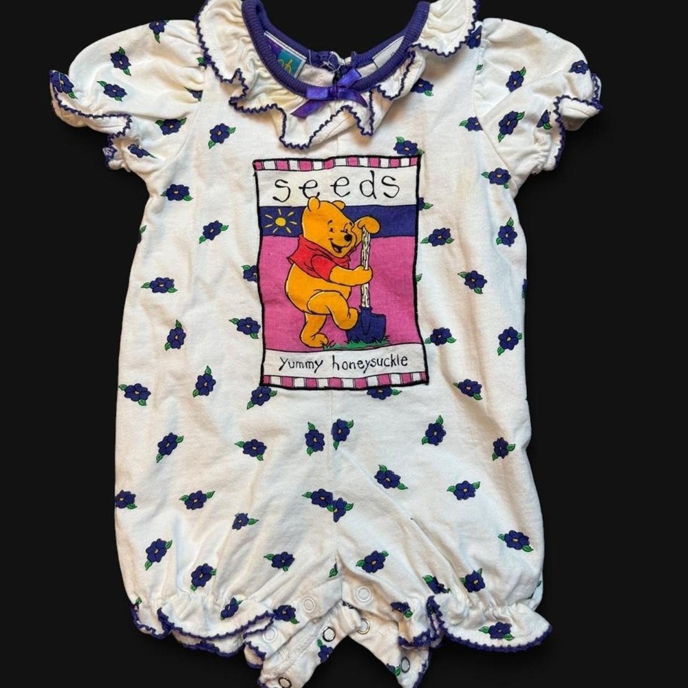 Disney‎ vintage winnie the pooh romper yummy honeysuckle size 3-6 months